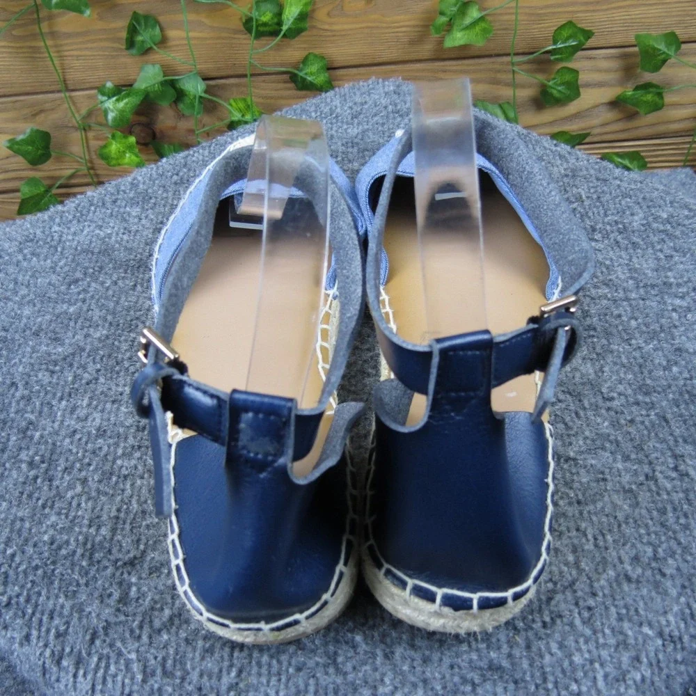 Old Navy Women Denim Blue Espadrille Ankle Strap Sandals Shoes Size 10